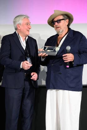 September 27, 2026, Lucca, Lucca, Italy: Julian Schnabel, American director and painter, receives the Lifetime Achievement Award at the Lucca Film Festival from Massimo Marsili, president of the Lucca Savings Bank Foundation, Lucca, 27 09 2026 Lucca Italy  - ZUMAa289 20260927_zia_a289_024 Copyright: xStefanoxDallexLuchex xAgfx