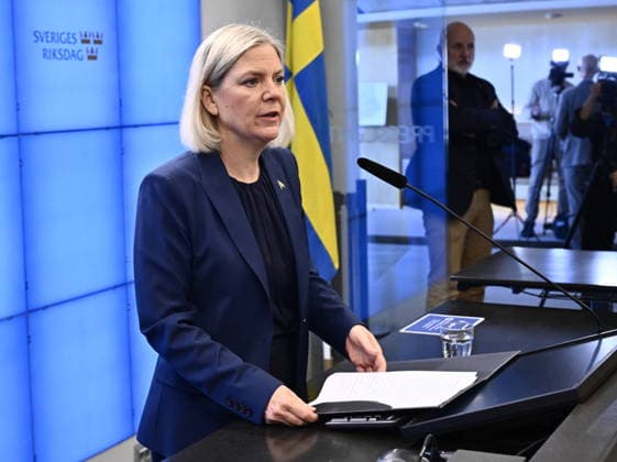 STOCKHOLM, SWEDEN 20260928 Social Democratic Party leader Magdalena Andersson S during a press conference at the Riksdag STOCKHOLM, SWEDEN x10030x  Copyright: xJonasxEkströmer TTx TALMANSVAL vbLsGUEq-NU
