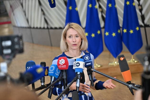 Defense Ministers of EU meeting in Brussels BRUSSELS, BELGIUM - SEPTEMBER 28: EU High Representative for Foreign Affairs and Security Policy Kaja Kallas makes statements to the press ahead of the first official meeting of Defense ministers of European Union (EU) countries after the summer break in Brussels, Belgium on September 28, 2026. Dursun Aydemir Anadolu Brussels Belgium. Editorial use only. Please get in touch for any other usage.  Copyright: x2026xAnadoluxDursunxAydemirx