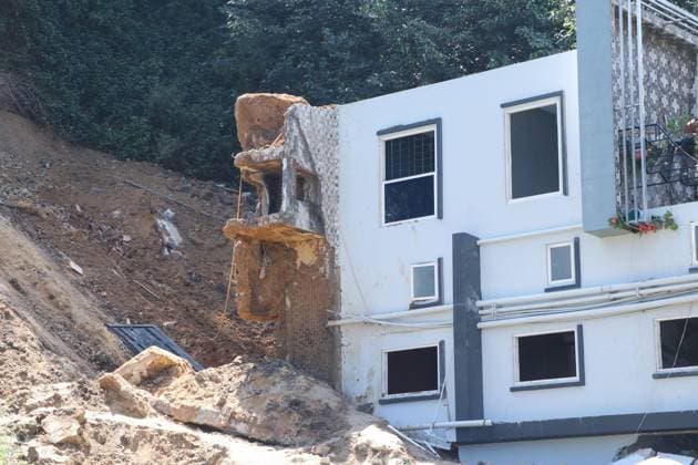 Heavy Rainfall Triggers Landslide in Dhapakhel LALITPUR, NEPAL - SEPTEMBER 28, 2026: A house lies partially collapsed after a landslide triggered by heavy rainfall in Dhapakhel, Lalitpur, Nepal. The landslide swept through the area following intense rain, damaging property and leaving residents assessing the aftermath. Lalitpur Nepal Copyright: x xShankarxBhujelx xJNAxPressx