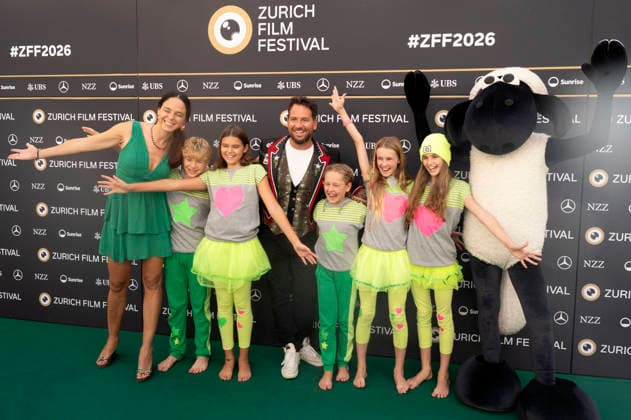 Trauffer and the Schwiizergoofe at the premiere of the movie *Shaun the Sheep: The Beast of Mossy Bottom* (*Shaun das Schaf: Spuk im Kürbisfeld*) at the 22nd Zurich Film Festival at the Corso Zürich, September 27, 2026 Foto:xA.xRaemyx xFuturexImagex schaf_6901