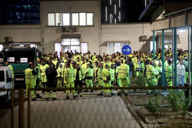 Zagreb public transport strike Trucks at the Zagreb sanitation depot Cistoca sit idle during the strike at Zagreb holding in Zagreb, Croatia, on September 28. 2026.  MarkoxSeper PIXSELL
