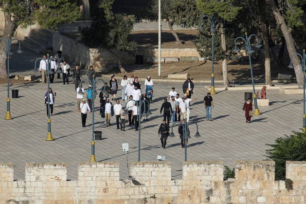 Israeli settlers raid Al-Aqsa Mosque during Sukkot JERUSALEM, PALESTINE - SEPTEMBER 28: Illegal Israeli settlers enter the Al-Aqsa Mosque compound under the protection of Israeli police on the third day of the Jewish holiday of Sukkot, on September 28, 2026 in East Jerusalem, Palestine. Gazi Samad Anadolu Jerusalem Israel. Editorial use only. Please get in touch for any other usage.  Copyright: x2026xAnadoluxGazixSamadx
