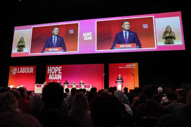 Labour Party Annual Conference Day Two Secretary of State for Defence Wes Streeting MP speaks during the Labour Party Annual Conference Day Two at Convention Centre, Liverpool, United Kingdom on 28 September 2026 (Photo by Mark Cosgrove News Images) Liverpool Convention Centre Merseyside United Kingdom Copyright: xMarkxCosgrove NewsxImagesx