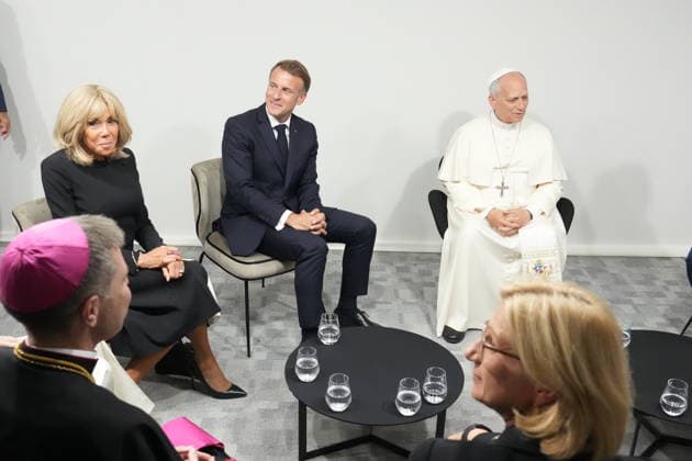 POPE LEO XIV AT INTERRELIGIOUS MEETING IN METZ France, Metz, Vatican, 2026 9 28 Interreligious meeting with Pope Leo XIV at the Robert Schuman Congress Center in Metz. EDITORIAL USE ONLY - NO BOOKS Copyright: xPOOL xCatholicxPressxPhotox