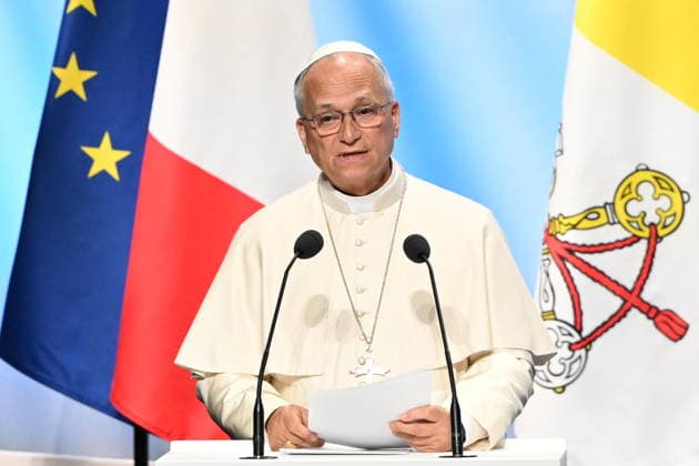 September 28, 2026, Metz, FRANCE: Pope Leo XIV during the meeting At the Roots of Europe for Peace and Unity , at the Robert Schuman Conference Centre, Metz, 28 September 2026. ANSA MAURIZIO BRAMBATTI. Metz FRANCE  - ZUMAa110 20260928_zaf_a110_020 Copyright: xMaurizioxBrambattix