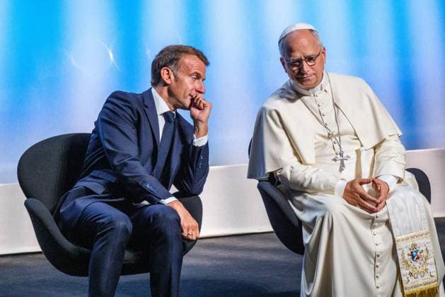 RECORD DATE NOT STATED The Pope in Metz Photo by Arnaud BEINAT Maxppp September 28, 2026, Metz, Moselle, Lorraine, Grand Est, France Address by Pope Leo XIV at the Robert Schuman Convention Center, in the presence of French President Emmanuel Macron and Catholic Cardinal Jean Marc Aveline, President of the French Bishops’ Conference  Copyright: xMAXPPPxArnaudxBeinatx ABE260928-13 ABE260928-13