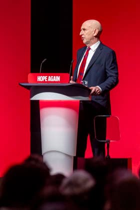28 September 2026, John Healey addresses Labour Party Conference in Liverpool 28 September 2026, Liverpool, UK. John Healey, Labour MP and Chancellor of the Exchequer, addresses delegates and attendees during Day 2 of the Labour Party Annual Conference 2026 at ACC Liverpool., Credit:Abdullah Bailey Anthony Bailey - B2421 Avalon  Copyright: xAbdullahxBaileyx xAnthonyxBaileyx-xB2421x xAvalonx 1138873805
