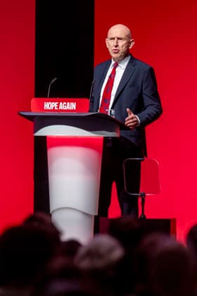 28 September 2026, John Healey addresses Labour Party Conference in Liverpool 28 September 2026, Liverpool, UK. John Healey, Labour MP and Chancellor of the Exchequer, addresses delegates and attendees during Day 2 of the Labour Party Annual Conference 2026 at ACC Liverpool., Credit:Abdullah Bailey Anthony Bailey - B2421 Avalon  Copyright: xAbdullahxBaileyx xAnthonyxBaileyx-xB2421x xAvalonx 1138873806