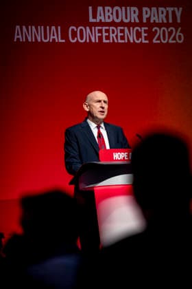 28 September 2026, John Healey addresses Labour Party Conference in Liverpool 28 September 2026, Liverpool, UK. John Healey, Labour MP and Chancellor of the Exchequer, addresses delegates and attendees during Day 2 of the Labour Party Annual Conference 2026 at ACC Liverpool., Credit:Abdullah Bailey Anthony Bailey - B2421 Avalon  Copyright: xAbdullahxBaileyx xAnthonyxBaileyx-xB2421x xAvalonx 1138873832