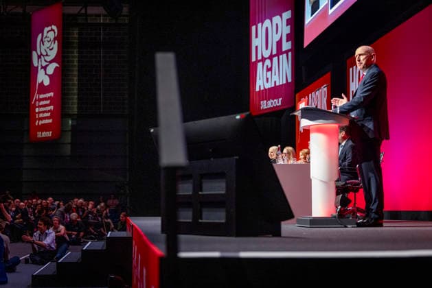 28 September 2026, John Healey addresses Labour Party Conference in Liverpool 28 September 2026, Liverpool, UK. John Healey, Labour MP and Chancellor of the Exchequer, addresses delegates and attendees during Day 2 of the Labour Party Annual Conference 2026 at ACC Liverpool., Credit:Abdullah Bailey Anthony Bailey - B2421 Avalon  Copyright: xAbdullahxBaileyx xAnthonyxBaileyx-xB2421x xAvalonx 1138873838