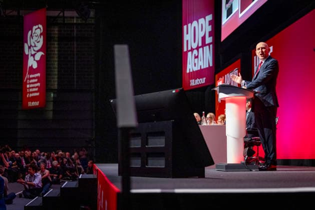 28 September 2026, John Healey addresses Labour Party Conference in Liverpool 28 September 2026, Liverpool, UK. John Healey, Labour MP and Chancellor of the Exchequer, addresses delegates and attendees during Day 2 of the Labour Party Annual Conference 2026 at ACC Liverpool., Credit:Abdullah Bailey Anthony Bailey - B2421 Avalon  Copyright: xAbdullahxBaileyx xAnthonyxBaileyx-xB2421x xAvalonx 1138873840