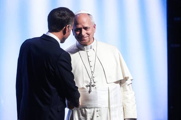 Visit by Pope Leo XVI: Speech on Peace in Metz POPE S VISIT TO FRANCE PHOTOPQR LE REPUBLICAIN LORRAIN Hugo AZMANI Metz September 28, 2026 Visit by Pope Leo XVI: Speech on Peace in Metz Emmanuel Macron and Pope Leo XIV September 28, 2026, Metz, France Pope Leo XIV is on an apostolic visit to France from September 25 to 28, 2026 With French President Emmanuel Macron Metz, Moselle, Lorraine, France  Copyright: xPHOTOPQR LExREPUBLICAINxLORRAIN xHugoxAZMANIx 20260928RBL8401 20260928RBL8401