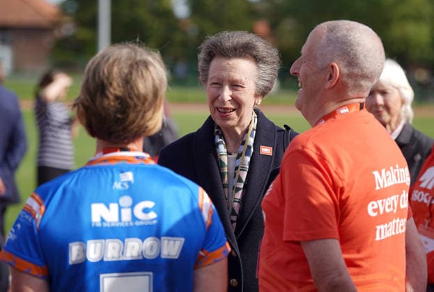 The Princess Royal Meets Sir Kevin Sinfield During His 7 In 7 Challenge YORK, ENGLAND - SEPTEMBER 28: Princess Anne, Princess Royal laughs with MND Association staff during the 7 in 7: The Grand Finale at the University of York Athletics Track on September 28, 2026 in York, England. Sir Kevin Sinfield is running an ultra marathon every day for seven days to raise money for motor neurone disease (MND) in memory of his former Leeds Rhinos teammate Rob Burrow., Credit:Dominic Lipinski PA ROTA - B68 Avalon United Kingdom, England, York  Copyright: xDominicxLipinskix xPAxROTAx-xB68x xAvalonx 1138881198