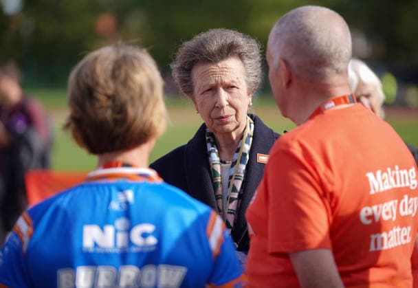 The Princess Royal Meets Sir Kevin Sinfield During His 7 In 7 Challenge YORK, ENGLAND - SEPTEMBER 28: Princess Anne, Princess Royal listens to MND Association staff during the 7 in 7: The Grand Finale at the University of York Athletics Track on September 28, 2026 in York, England. Sir Kevin Sinfield is running an ultra marathon every day for seven days to raise money for motor neurone disease (MND) in memory of his former Leeds Rhinos teammate Rob Burrow., Credit:Dominic Lipinski PA ROTA - B68 Avalon United Kingdom, England, York  Copyright: xDominicxLipinskix xPAxROTAx-xB68x xAvalonx 1138881203