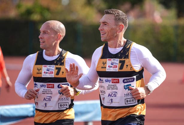 The Princess Royal Meets Sir Kevin Sinfield During His 7 In 7 Challenge YORK, ENGLAND - SEPTEMBER 28: Sir Kevin Sinfield (R) arrives at the end of his morning™s running block during the 7 in 7: The Grand Finale at the University of York Athletics Track on September 28, 2026 in York, England. Sir Kevin Sinfield is running an ultra marathon every day for seven days to raise money for motor neurone disease (MND) in memory of his former Leeds Rhinos teammate Rob Burrow., Credit:Dominic Lipinski PA ROTA - B68 Avalon United Kingdom, England, York  Copyright: xDominicxLipinskix xPAxROTAx-xB68x xAvalonx 1138881204