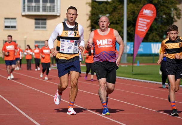 The Princess Royal Meets Sir Kevin Sinfield During His 7 In 7 Challenge YORK, ENGLAND - SEPTEMBER 28: Sir Kevin Sinfield (L) runs around the track with an MND supporter during the 7 in 7: The Grand Finale at the University of York Athletics Track on September 28, 2026 in York, England. Sir Kevin Sinfield is running an ultra marathon every day for seven days to raise money for motor neurone disease (MND) in memory of his former Leeds Rhinos teammate Rob Burrow., Credit:Dominic Lipinski PA ROTA - B68 Avalon United Kingdom, England, York  Copyright: xDominicxLipinskix xPAxROTAx-xB68x xAvalonx 1138881207
