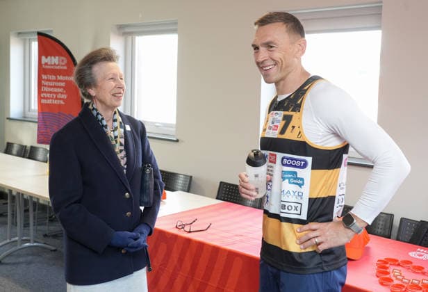 The Princess Royal Meets Sir Kevin Sinfield During His 7 In 7 Challenge YORK, ENGLAND - SEPTEMBER 28: Princess Anne, Princess Royal laughs as she speaks with Sir Kevin Sinfield during the 7 in 7: The Grand Finale at the University of York Athletics Track on September 28, 2026 in York, England. Sir Kevin Sinfield is running an ultra marathon every day for seven days to raise money for motor neurone disease (MND) in memory of his former Leeds Rhinos teammate Rob Burrow., Credit:Dominic Lipinski PA ROTA - B68 Avalon United Kingdom, England, York  Copyright: xDominicxLipinskix xPAxROTAx-xB68x xAvalonx 1138881240