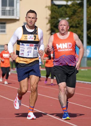 The Princess Royal Meets Sir Kevin Sinfield During His 7 In 7 Challenge YORK, ENGLAND - SEPTEMBER 28: Sir Kevin Sinfield (L) runs around the track with an MND supporter during the 7 in 7: The Grand Finale at the University of York Athletics Track on September 28, 2026 in York, England. Sir Kevin Sinfield is running an ultra marathon every day for seven days to raise money for motor neurone disease (MND) in memory of his former Leeds Rhinos teammate Rob Burrow., Credit:Dominic Lipinski PA ROTA - B68 Avalon United Kingdom, England, York  Copyright: xDominicxLipinskix xPAxROTAx-xB68x xAvalonx 1138881259
