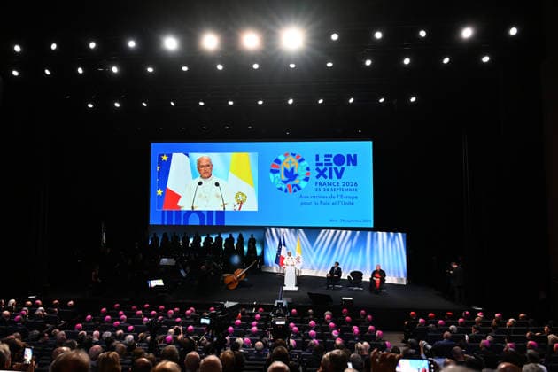 Meeting At the Roots of Europe for Peace and Unity in Metz France, Metz, Vatican, 2026 9 28 Meeting At the Roots of Europe for Peace and Unity at the Robert Schuman Conference Centre in Metz. EDITORIAL USE ONLY - NO BOOKS Copyright: xALESSIAxGIULIANI xCatholicxPressx