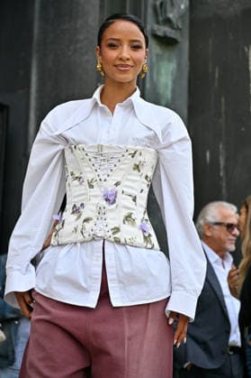 PFW Weinsanto Outside Arrivals JR Flora Coquerel arriving at Weinsanto show during Paris Fashion Week, in Paris, France on 28 September 2026. Photo by Julien Reynaud APS-Medias ABACAPRESS.COM Paris France  Copyright: xReynaudxJulien APS-Medias ABACAx