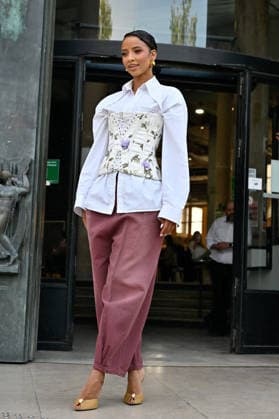 PFW Weinsanto Outside Arrivals JR Flora Coquerel arriving at Weinsanto show during Paris Fashion Week, in Paris, France on 28 September 2026. Photo by Julien Reynaud APS-Medias ABACAPRESS.COM Paris France  Copyright: xReynaudxJulien APS-Medias ABACAx