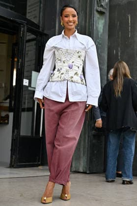 PFW Weinsanto Outside Arrivals JR Flora Coquerel arriving at Weinsanto show during Paris Fashion Week, in Paris, France on 28 September 2026. Photo by Julien Reynaud APS-Medias ABACAPRESS.COM Paris France  Copyright: xReynaudxJulien APS-Medias ABACAx