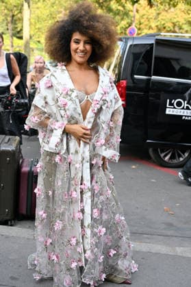 PFW Weinsanto Outside Arrivals JR Kenza Bel Kenadil arriving at Weinsanto show during Paris Fashion Week, in Paris, France on 28 September 2026. Photo by Julien Reynaud APS-Medias ABACAPRESS.COM Paris France  Copyright: xReynaudxJulien APS-Medias ABACAx