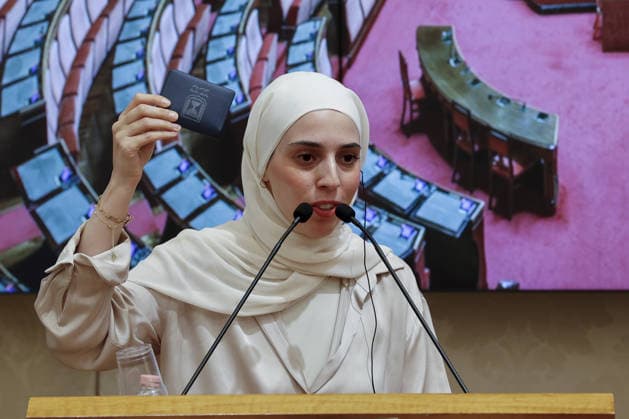 Unseen voices from Palestine to Italy press conference in Rome ROME, ITALY, SEPTEMBER 28: Jujain Abdul Latif, of Jerusalem, speaks during the press conference Unseen voices from Palestine to Italy with a group of young Palestinians arrived from the West Bank, at the Italian Senate in Rome, Italy, on September 28, 2026. Riccardo De Luca Anadolu Rome Italy. Editorial use only. Please get in touch for any other usage.  Copyright: x2026xAnadoluxRiccardoxDexLucax