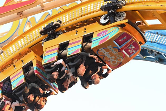 Markus SOEDER, Minister-President of Bavaria and CSU Chairman, and Mayor Dominik Krause ride the Olympia Looping. The two are thus fulfilling a promise: They had announced that they would take the roller coaster ride if Munich were selected in the national bidding process for the 191st Oktoberfest from September 19 to October 4, 2026, at