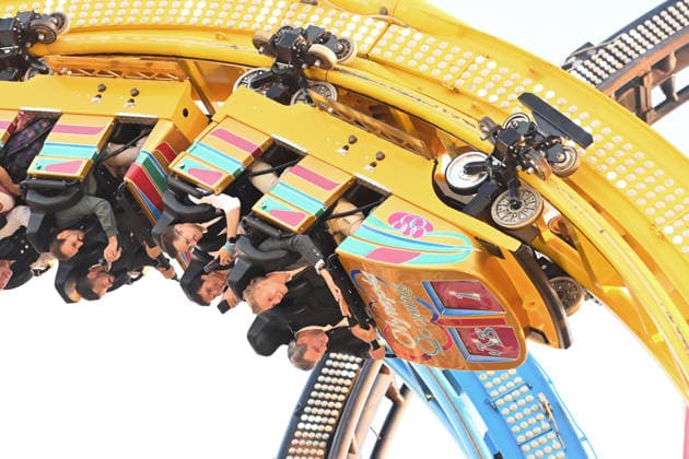 Markus SOEDER, Minister-President of Bavaria and CSU Chairman, and Mayor Dominik Krause ride the Olympia Looping. The two are thus fulfilling a promise: They had announced that they would take the roller coaster ride if Munich were selected in the national bidding process for the 191st Oktoberfest from September 19 to October 4, 2026, at