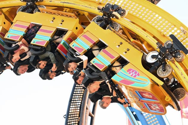 Markus SOEDER, Minister-President of Bavaria and CSU Chairman, and Mayor Dominik Krause ride the Olympia Looping. The two are thus fulfilling a promise: They had announced that they would take the roller coaster ride if Munich were selected in the national bidding process for the 191st Oktoberfest from September 19 to October 4, 2026, at
