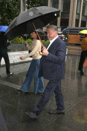 September 28, 2026, New York, New York, USA: SYLVESTER STALLONE arrives with umbrella on a rainy day at SiriusXM in Midtown Manhattan, New York, City New York USA  - ZUMAh16_ 20260928_zaf_h16_010 Copyright: xDanxHerrickx