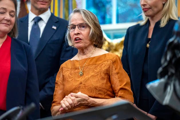 Rep. Mariannette Miller-Meeks, R-IA, speaks during an announcement in the Oval Office of the White House in Washington, DC on Monday, September 28, 2026. President Donald Trump announced a nearly $18 billion investment by Mesabi Metallics to build the largest steel plant in U.S. history in Iowa.  WAP20260928352 BONNIExCASH