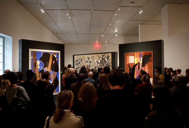 Guess view the art of Lee Krasner (1908–1984) and Jackson Pollock (1912–1956) when they attend a press preview for Krasner and Pollock: Past Continuous at The Met Fifth Avenue at The Metropolitan Museum of Art on Monday, September, 28 2026 in New York City. Krasner and Pollock: Past Continuous is the first major New York presentation devoted to either artist in more than 20 years. Featuring over 120 works, it is the first exhibition to look at the full arc of their careers together.  NYP20260928123 JOHNxANGELILLO