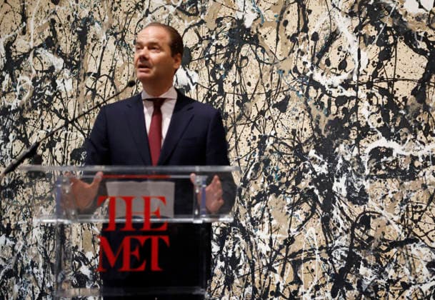 CEO of Metropolitan Museum of Art Max Hollein delivers remarks surround by the art of Lee Krasner (1908–1984) and Jackson Pollock when guests attend a press preview for Krasner and Pollock: Past Continuous at The Met Fifth Avenue at The Metropolitan Museum of Art on Monday, September, 28 2026 in New York City. Krasner and Pollock: Past Continuous is the first major New York presentation devoted to either artist in more than 20 years. Featuring over 120 works, it is the first exhibition to look at the full arc of their careers together.  NYP20260928124 JOHNxANGELILLO