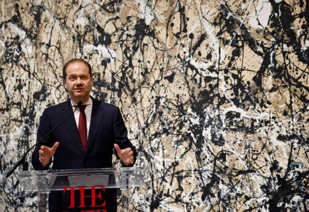 CEO of Metropolitan Museum of Art Max Hollein delivers remarks surround by the art of Lee Krasner (1908–1984) and Jackson Pollock when guests attend a press preview for Krasner and Pollock: Past Continuous at The Met Fifth Avenue at The Metropolitan Museum of Art on Monday, September, 28 2026 in New York City. Krasner and Pollock: Past Continuous is the first major New York presentation devoted to either artist in more than 20 years. Featuring over 120 works, it is the first exhibition to look at the full arc of their careers together.  NYP20260928125 JOHNxANGELILLO