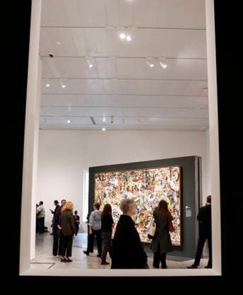 Guess view the art of Lee Krasner (1908–1984) and Jackson Pollock (1912–1956) when they attend a press preview for Krasner and Pollock: Past Continuous at The Met Fifth Avenue at The Metropolitan Museum of Art on Monday, September, 28 2026 in New York City. Krasner and Pollock: Past Continuous is the first major New York presentation devoted to either artist in more than 20 years. Featuring over 120 works, it is the first exhibition to look at the full arc of their careers together.  NYP20260928131 JOHNxANGELILLO