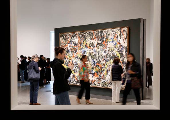 Guess view the art of Lee Krasner (1908–1984) and Jackson Pollock (1912–1956) when they attend a press preview for Krasner and Pollock: Past Continuous at The Met Fifth Avenue at The Metropolitan Museum of Art on Monday, September, 28 2026 in New York City. Krasner and Pollock: Past Continuous is the first major New York presentation devoted to either artist in more than 20 years. Featuring over 120 works, it is the first exhibition to look at the full arc of their careers together.  NYP20260928134 JOHNxANGELILLO