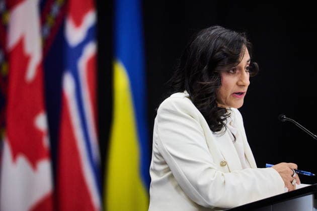 September 28, 2026, Toronto, On, Canada: Minister of Foreign Affairs Anita Anand speaks to media at the Pathways to Peace conference on the return of Ukrainian children held by Russian officials in Toronto, on Monday, Sept. 28, 2026. Toronto Canada  - ZUMAc35_ 20260928_zaf_c35_133 Copyright: xSammyxKoganx