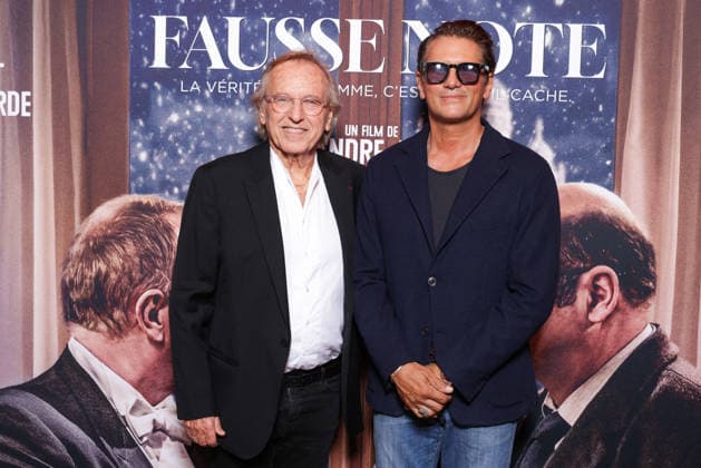 Fausse Note Premiere - Paris Alexandre Arcady and Matthias Van Khache attend the photocall for the premiere of Fausse Note held at the Publicis Cinema in Paris, France on September 28, 2026. Photo by David Boyer ABACAPRESS.COM Paris France  Copyright: xBoyerxDavid ABACAx