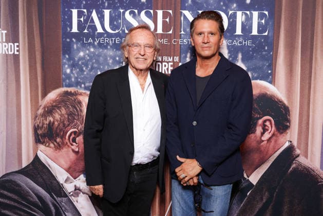 Fausse Note Premiere - Paris Alexandre Arcady and Matthias Van Khache attend the photocall for the premiere of Fausse Note held at the Publicis Cinema in Paris, France on September 28, 2026. Photo by David Boyer ABACAPRESS.COM Paris France  Copyright: xBoyerxDavid ABACAx