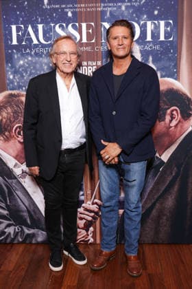 Fausse Note Premiere - Paris Alexandre Arcady and Matthias Van Khache attend the photocall for the premiere of Fausse Note held at the Publicis Cinema in Paris, France on September 28, 2026. Photo by David Boyer ABACAPRESS.COM Paris France  Copyright: xBoyerxDavid ABACAx