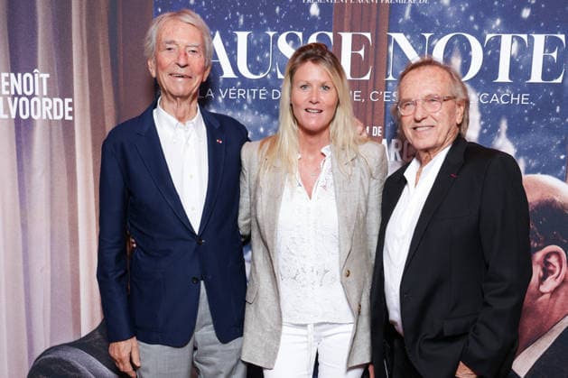 Fausse Note Premiere - Paris Jean-Claude Narcy, Alice Bertheaume and Alexandre Arcady attend the photocall for the premiere of Fausse Note held at the Publicis Cinema in Paris, France on September 28, 2026. Photo by David Boyer ABACAPRESS.COM Paris France  Copyright: xBoyerxDavid ABACAx