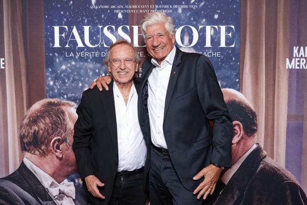 Fausse Note Premiere - Paris Alexandre Arcady and Maurice Lévy attend the photocall for the premiere of Fausse Note held at the Publicis Cinema in Paris, France on September 28, 2026. Photo by David Boyer ABACAPRESS.COM Paris France  Copyright: xBoyerxDavid ABACAx