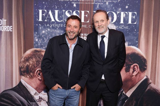 Fausse Note Premiere - Paris Bernard Montiel and Jean-Marc Dumontet attend the photocall for the premiere of Fausse Note held at the Publicis Cinema in Paris, France on September 28, 2026. Photo by David Boyer ABACAPRESS.COM Paris France  Copyright: xBoyerxDavid ABACAx