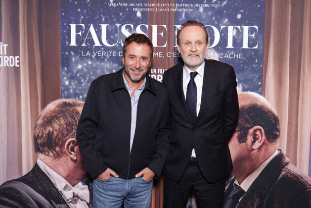 Fausse Note Premiere - Paris Bernard Montiel and Jean-Marc Dumontet attend the photocall for the premiere of Fausse Note held at the Publicis Cinema in Paris, France on September 28, 2026. Photo by David Boyer ABACAPRESS.COM Paris France  Copyright: xBoyerxDavid ABACAx