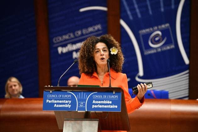 Vaclav Havel Human Rights Prize ceremony held in Strasbourg STRASBOURG, FRANCE - SEPTEMBER 28: Iranian-American journalist, author, and women s rights activist Masih Alinejad, a finalist for the 2026 Vaclav Havel Human Rights Prize, speaks during the award ceremony at the Palais de l Europe in Strasbourg, France on September 28, 2026. Ahmet Sel Anadolu Strasbourg France. Editorial use only. Please get in touch for any other usage.  Copyright: x2026xAnadoluxAhmetxSelx