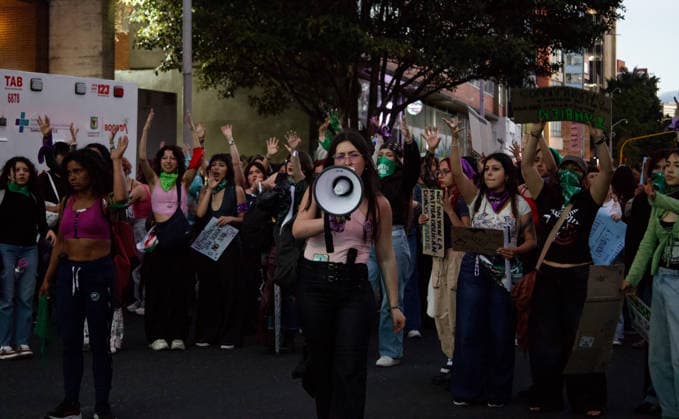 September 28, 2026, Bogota, Bogota D.C, Colombia: Women take part during the Global Day of Action for Access to Safe and Legal Abortion demonstration in Bogota, Colombia against the proposals on limitations on the acess to reproductive and sexual rights purposed by the new government on September 28, 2026. Bogota Colombia  - ZUMAvp1_ 20260928_zia_vp1_003 Copyright: xIsabellaxBobadillax