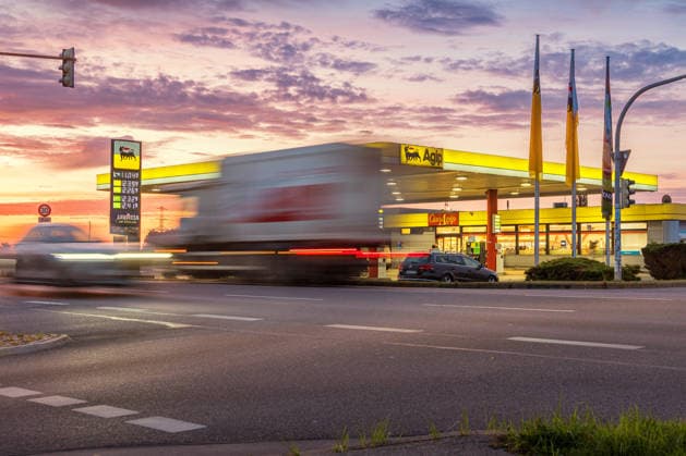 September 29, 2026: View of the AGIP gas station in Pasewalk on Federal Highway B104, showing the current daily price board. Pasewalk, Mecklenburg-Western Pomerania, Germany